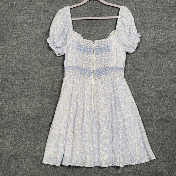 Lulus Large Off The Shoulder Shift Mini Dress White Floral Cottagecore Milkmaid - Picture 2 of 12